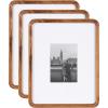 imageKate and Laurel Inglewood Modern Wall Picture Frame Set of 3 11x14 matted to 5x7 Walnut Brown ThreePiece Frame Set for Gallery Wall Accent Set in Living Room Dcor