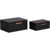 imageKate and Laurel Namina Decorative Vegan Leather Storage Box Set of 2 8 x 5 and 10 x 7 Black and Brass Modern Glam TwoPiece Box Set with Handles for Use as Jewelry Boxes or Perfume Organizers
