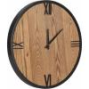 imageKate and Laurel Pronte Modern Round Wood and Metal Wall Clock 22 Inch Diameter Rustic Brown and Black Decorative Minimal Clock for Bedroom Entryway or Living Room DecorBrownBlack