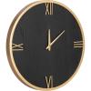 imageKate and Laurel Pronte Modern Round Wood and Metal Wall Clock 22 Inch Diameter Rustic Brown and Black Decorative Minimal Clock for Bedroom Entryway or Living Room DecorBlackGold