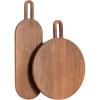 imageKate and Laurel Staven Transitional TwoPiece Serving Boards Set 14 x 10 Set of 2 Natural Wood Modern FoodSafe Charcuterie Boards from Solid Mango Wood for Use as Kitchen Countertop DcorWalnut Brown