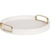 imageKate and Laurel Valeska Decorative Vegan Leather Round Tray with Metal Handles 14 x 14 Ivory and Gold Modern Circle Ottoman Tray for Use as Bathroom Vanity Decor or Display OptionIvoryGold