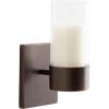 imageKate and Laurel Zabler Modern Metal Wall Sconce 5 x 6 x 10 Bronze Round Candle Holder with Removable Glass Cylinder for Flameless Candle Display in Bedroom or Bathroom