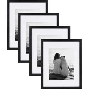 imageDesignOvation Gallery Wood Photo Frame Set for Customizable Wall Display Black 11x14 matted to 8x10 Pack of 4Black