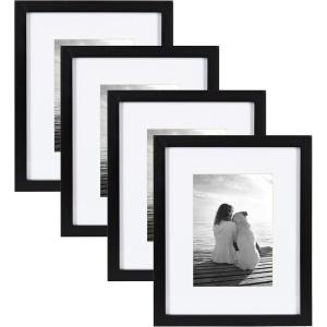 imageDesignOvation Gallery Wood Photo Frame Set for Customizable Wall or Desktop Display Rustic Brown 8x10 matted to 5x7 Pack of 4Black