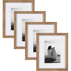 imageDesignOvation Gallery Wood Photo Frame Set for Customizable Wall or Desktop Display Rustic Brown 8x10 matted to 5x7 Pack of 4Rustic Brown