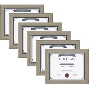 imageDesignOvation Kieva Solid Wood Document Frames Distressed Black 85x11 Pack of 6Gray