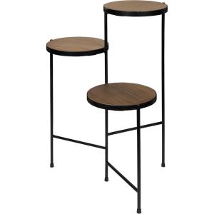 imageKate and Laurel Fields Modern TriLevel Metal and Wood Plant Stand 17 x 22 x 30 Black and Gold Decorative Three Tier Plant Stand for Display and StorageBlack