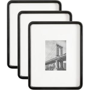 imageKate and Laurel Inglewood Modern Wall Picture Frame Set of 3 11x14 matted to 5x7 Natural Wood ThreePiece Frame Set for Gallery Wall Accent Set in Living Room DecorBlack