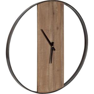imageKate and Laurel Ladd Modern Glam 24quot Numberless Wood and Metal Round Wall Clock Walnut Brown and Gold Contemporary Wall DecorNaturalBlack