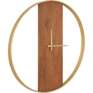 imageKate and Laurel Ladd Modern Glam 24quot Numberless Wood and Metal Round Wall Clock Walnut Brown and Gold Contemporary Wall DecorWalnut BrownGold