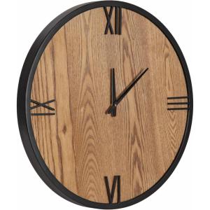 imageKate and Laurel Pronte Modern Round Wood and Metal Wall Clock 22 Inch Diameter Rustic Brown and Black Decorative Minimal Clock for Bedroom Entryway or Living Room DecorBrownBlack