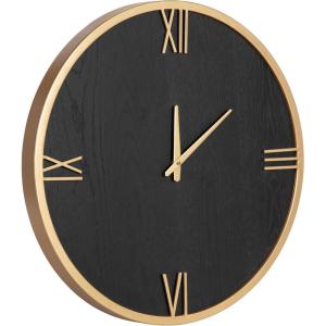 imageKate and Laurel Pronte Modern Round Wood and Metal Wall Clock 22 Inch Diameter Rustic Brown and Black Decorative Minimal Clock for Bedroom Entryway or Living Room DecorBlackGold