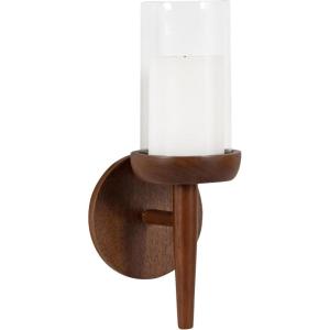 imageKate and Laurel Shae Transitional Wooden Wall Sconce 5 x 5 x 13 Black Modern Candle Holder with Removable Glass Cylinder for Flameless Pillar Candles in Bedroom or EntrywayWalnut Brown