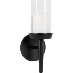 imageKate and Laurel Shae Transitional Wooden Wall Sconce 5 x 5 x 13 Black Modern Candle Holder with Removable Glass Cylinder for Flameless Pillar Candles in Bedroom or EntrywayBlack