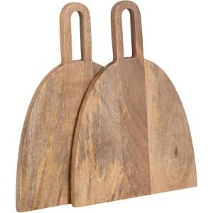 imageKate and Laurel Staven Transitional TwoPiece Serving Boards Set 14 x 10 Set of 2 Natural Wood Modern FoodSafe Charcuterie Boards from Solid Mango Wood for Use as Kitchen Countertop DcorNatural