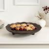 imageKate and Laurel Alessia Modern Decorative Scalloped Round Footed Metal Tray 16 Inch Diameter Bronze Transitional FoodSafe Cast Aluminum Pedestal Tray with Rough Texture and Deckled Edge
