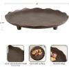 imageKate and Laurel Alessia Modern Decorative Scalloped Round Footed Metal Tray 16 Inch Diameter Bronze Transitional FoodSafe Cast Aluminum Pedestal Tray with Rough Texture and Deckled Edge