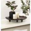 imageKate and Laurel Alessia Modern Decorative Scalloped Round Footed Metal Tray 16 Inch Diameter Bronze Transitional FoodSafe Cast Aluminum Pedestal Tray with Rough Texture and Deckled Edge