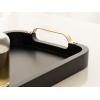 imageKate and Laurel Farson Modern Decorative Wood Rectangle Tray with Handles 10 x 24 Black and Gold Transitional Rectangular Tray for Use as Entryway Tray Decor or Ottoman Serving TrayBlack