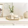 imageKate and Laurel Gohana Mirrored Hexagon Tray with Gold Metal Handles 16 x 18 Mirrored Glass and Gold Modern Glam Serving Tray with Handles for Living Room Decor