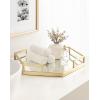 imageKate and Laurel Gohana Mirrored Hexagon Tray with Gold Metal Handles 16 x 18 Mirrored Glass and Gold Modern Glam Serving Tray with Handles for Living Room Decor