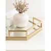 imageKate and Laurel Gohana Mirrored Hexagon Tray with Gold Metal Handles 16 x 18 Mirrored Glass and Gold Modern Glam Serving Tray with Handles for Living Room Decor