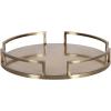 imageKate and Laurel Gohana Round Tray with Metal Handles 16 Inch Diameter Antique Brass Modern Glam Serving Tray with Handles for Use as Ottoman Topper or Living Room Decor
