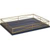 imageKate and Laurel Mendel Rectangle Tray with Decorative Metal Rim 165 x 12 White and GoldBlueGold