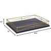 imageKate and Laurel Mendel Rectangle Tray with Decorative Metal Rim 165 x 12 White and GoldBlueGold