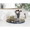 imageKate and Laurel Mendel Rectangle Tray with Decorative Metal Rim 165 x 12 White and GoldBlueGold