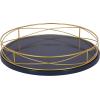 imageKate and Laurel Mendel Rectangle Tray with Decorative Metal Rim 165 x 12 White and GoldBlueGold