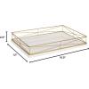imageKate and Laurel Mendel Rectangle Tray with Decorative Metal Rim 165 x 12 White and GoldWhiteGold