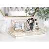 imageKate and Laurel Mendel Rectangle Tray with Decorative Metal Rim 165 x 12 White and GoldWhiteGold
