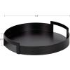 imageKate and Laurel Myo Transitional Metal Round Tray 15 Inch Diameter Bronze Modern Glam Circular Decorative Serving Tray with Handles for Use as Living Room Ottoman Table or Entryway Tray DecorBlack