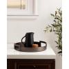 imageKate and Laurel Myo Transitional Metal Round Tray 15 Inch Diameter Bronze Modern Glam Circular Decorative Serving Tray with Handles for Use as Living Room Ottoman Table or Entryway Tray DecorBronze