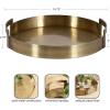 imageKate and Laurel Myo Transitional Metal Round Tray 15 Inch Diameter Bronze Modern Glam Circular Decorative Serving Tray with Handles for Use as Living Room Ottoman Table or Entryway Tray DecorGold
