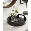 imageKate and Laurel Myo Transitional Metal Round Tray 15 Inch Diameter Bronze Modern Glam Circular Decorative Serving Tray with Handles for Use as Living Room Ottoman Table or Entryway Tray DecorBlack