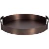 imageKate and Laurel Myo Transitional Metal Round Tray 15 Inch Diameter Bronze Modern Glam Circular Decorative Serving Tray with Handles for Use as Living Room Ottoman Table or Entryway Tray DecorBronze