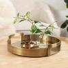 imageKate and Laurel Myo Transitional Metal Round Tray 15 Inch Diameter Bronze Modern Glam Circular Decorative Serving Tray with Handles for Use as Living Room Ottoman Table or Entryway Tray DecorGold