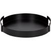 imageKate and Laurel Myo Transitional Metal Round Tray 15 Inch Diameter Bronze Modern Glam Circular Decorative Serving Tray with Handles for Use as Living Room Ottoman Table or Entryway Tray DecorBlack