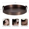 imageKate and Laurel Myo Transitional Metal Round Tray 15 Inch Diameter Bronze Modern Glam Circular Decorative Serving Tray with Handles for Use as Living Room Ottoman Table or Entryway Tray DecorBronze