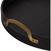 imageKate and Laurel Oxbury Decorative Vegan Leather Round Tray with Handles 18 Inch Diameter Brown and Antique Brass Modern Circle Ottoman Tray for Use as Tabletop Decor Accent or Display OptionBlackGold