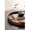 imageKate and Laurel Oxbury Decorative Vegan Leather Round Tray with Handles 18 Inch Diameter Brown and Antique Brass Modern Circle Ottoman Tray for Use as Tabletop Decor Accent or Display OptionBrownGold