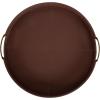 imageKate and Laurel Oxbury Decorative Vegan Leather Round Tray with Handles 18 Inch Diameter Brown and Antique Brass Modern Circle Ottoman Tray for Use as Tabletop Decor Accent or Display OptionBrownGold