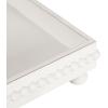 imageKate and Laurel Strahm Rectangle Wooden Beaded Display Tray 10 x 24 White Lightly Distressed Wood Decorative Footed Tray for Use as Useful Ottoman Tray or Kitchen Serving Tray
