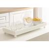 imageKate and Laurel Strahm Rectangle Wooden Beaded Display Tray 10 x 24 White Lightly Distressed Wood Decorative Footed Tray for Use as Useful Ottoman Tray or Kitchen Serving Tray
