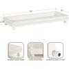 imageKate and Laurel Strahm Rectangle Wooden Beaded Display Tray 10 x 24 White Lightly Distressed Wood Decorative Footed Tray for Use as Useful Ottoman Tray or Kitchen Serving Tray