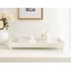imageKate and Laurel Strahm Rectangle Wooden Beaded Display Tray 10 x 24 White Lightly Distressed Wood Decorative Footed Tray for Use as Useful Ottoman Tray or Kitchen Serving Tray