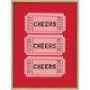 imageKate and Laurel Sylvie Cheers Pink Red Ticket Framed Canvas Wall Art by Alli Standefer 18x24 Natural Admission Ticket Art for Wall